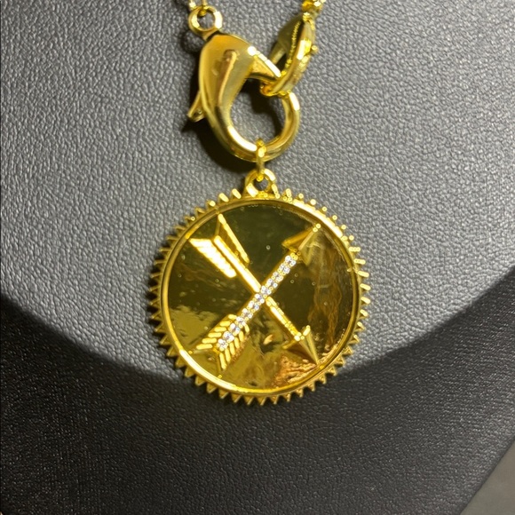 NWT Uncommon James Costa Necklace Gold Tone Pendant Necklace Cross Bow - Picture 2 of 10